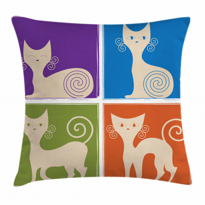 Cartoon Cats Emotions Pillow Cover