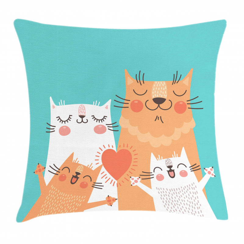 Kitty Couple Happy Pillow Cover