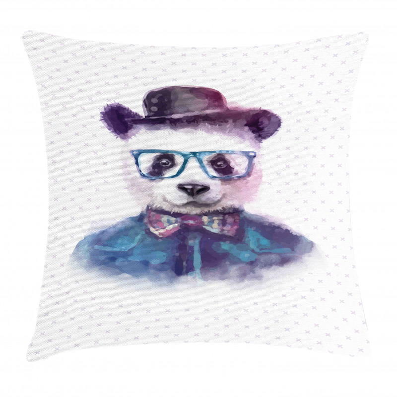 Hipster Panda with Tie Pillow Cover