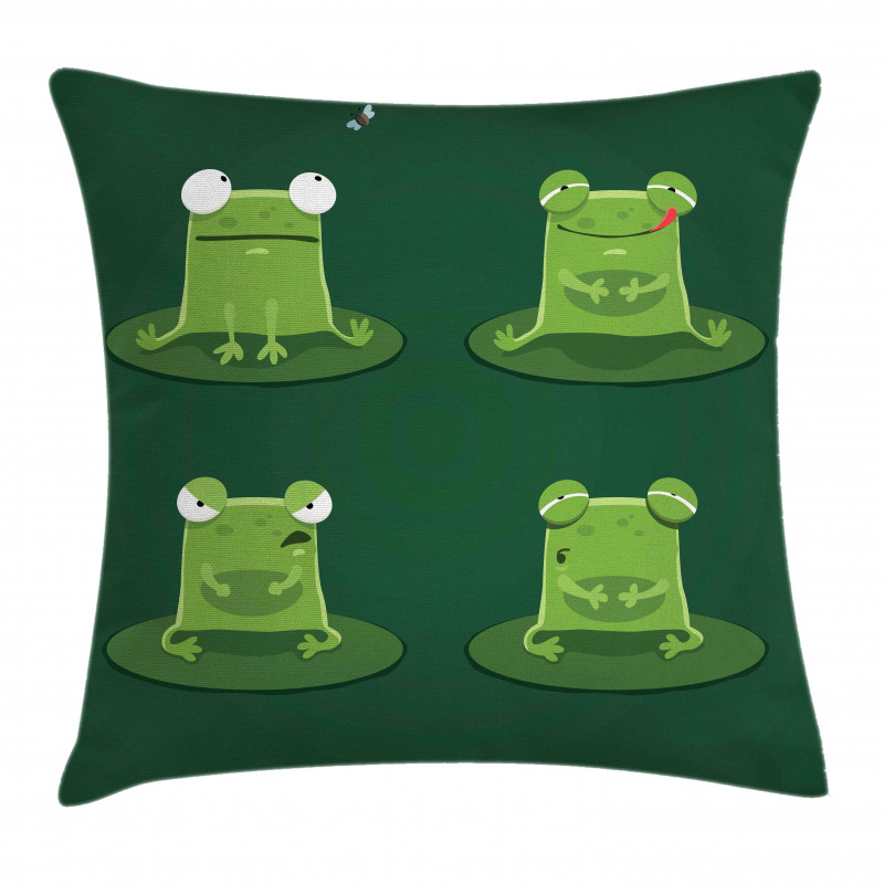 Frogs in Pond Lily Pad Pillow Cover