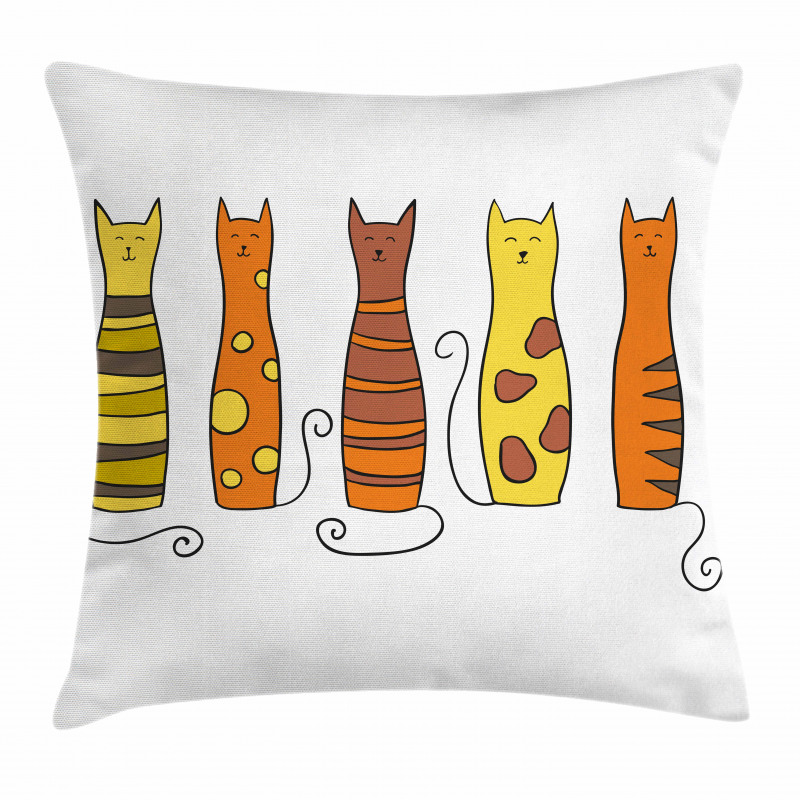 Smiling Cats Cartoon Domestic Pillow Cover