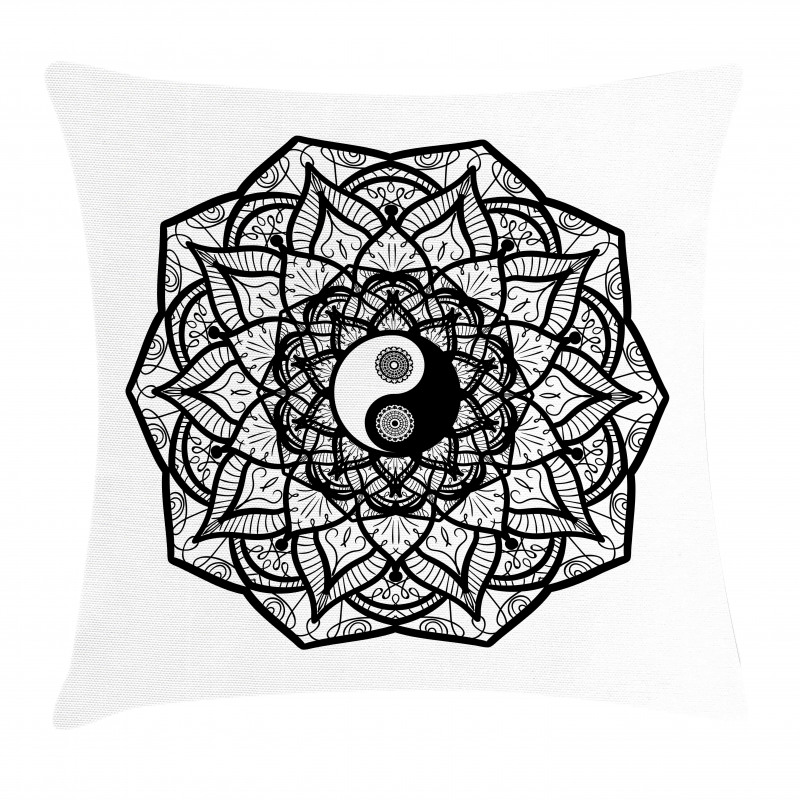 Ying Yang Black White Pillow Cover