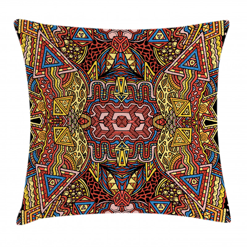 Retro Funky Doodle Pillow Cover