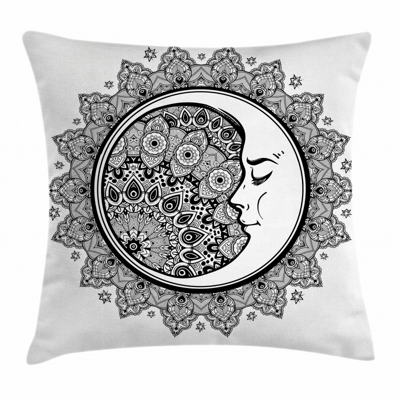 Mandala Moon Bohemian Pillow Cover