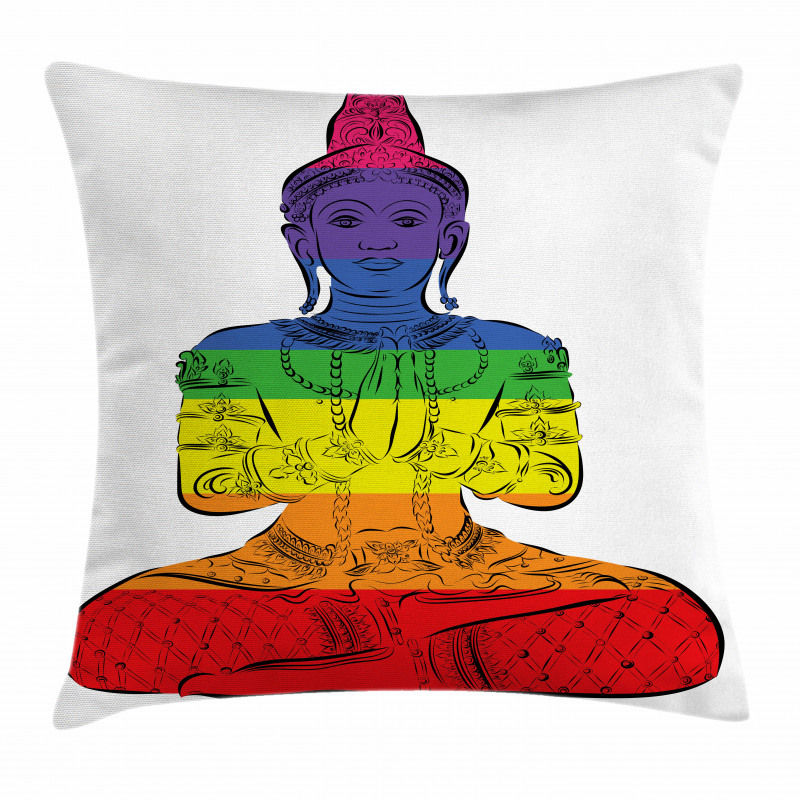 Sitting Rainbow Meditation Pillow Cover