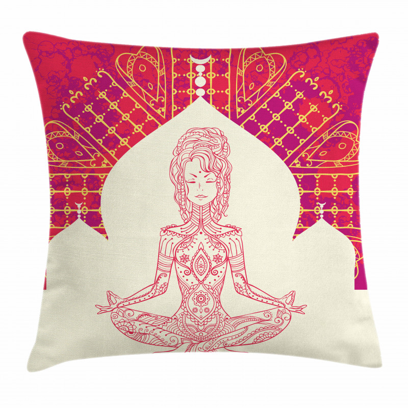 Mandala Meditation Girl Pillow Cover