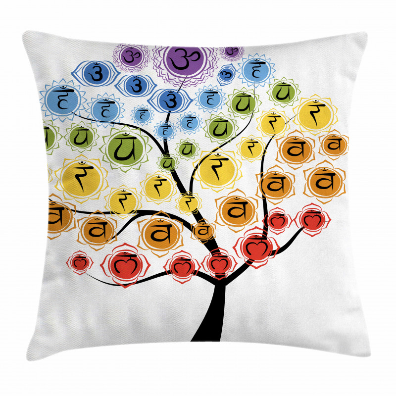 Yoga Tree with Chakras Pillow Cover