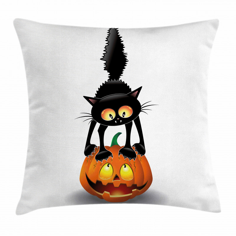 Cartoon Animal on Pumpkin Pillow Cover