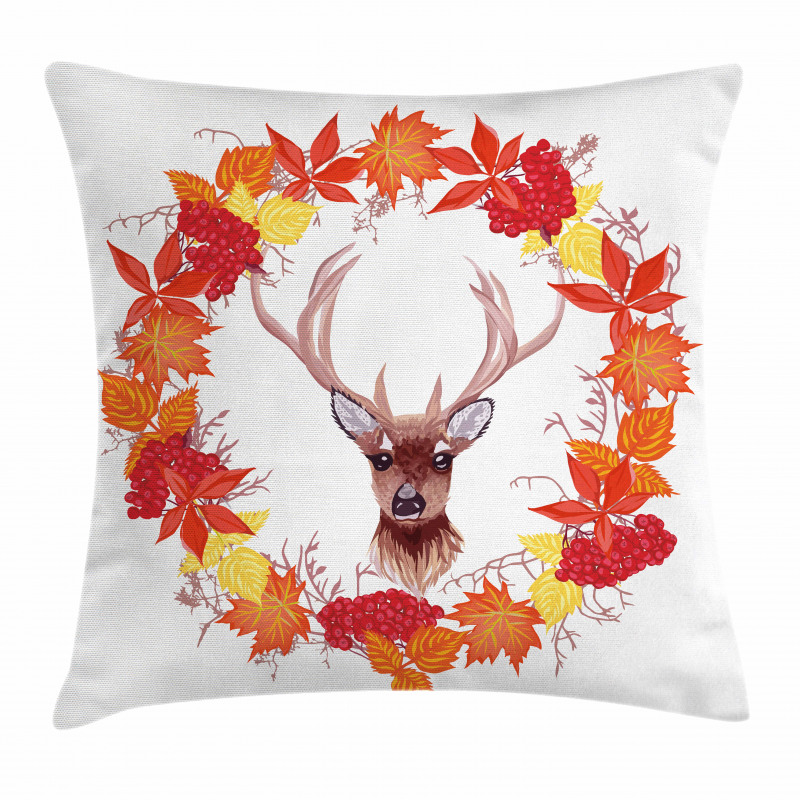 Autumn Leaves Wreath Art Pillow Cover