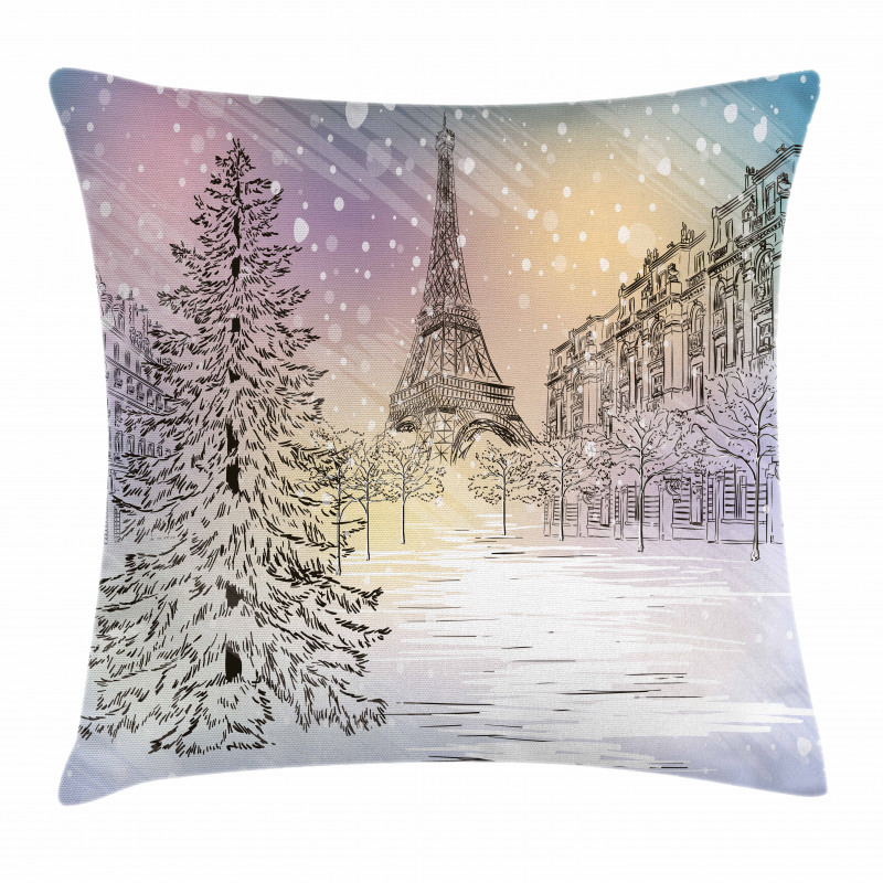 Winter Day at Paris Pillow Cover