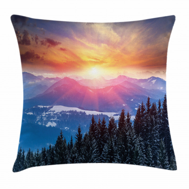 Sunset in Mountains Pillow Cover