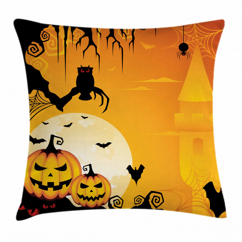 Spooky Pumkins Owl Art Pillow Cover