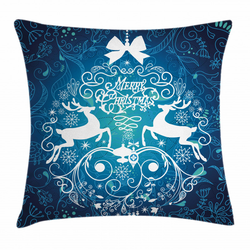 Deer and Floral Ornaments Pillow Cover