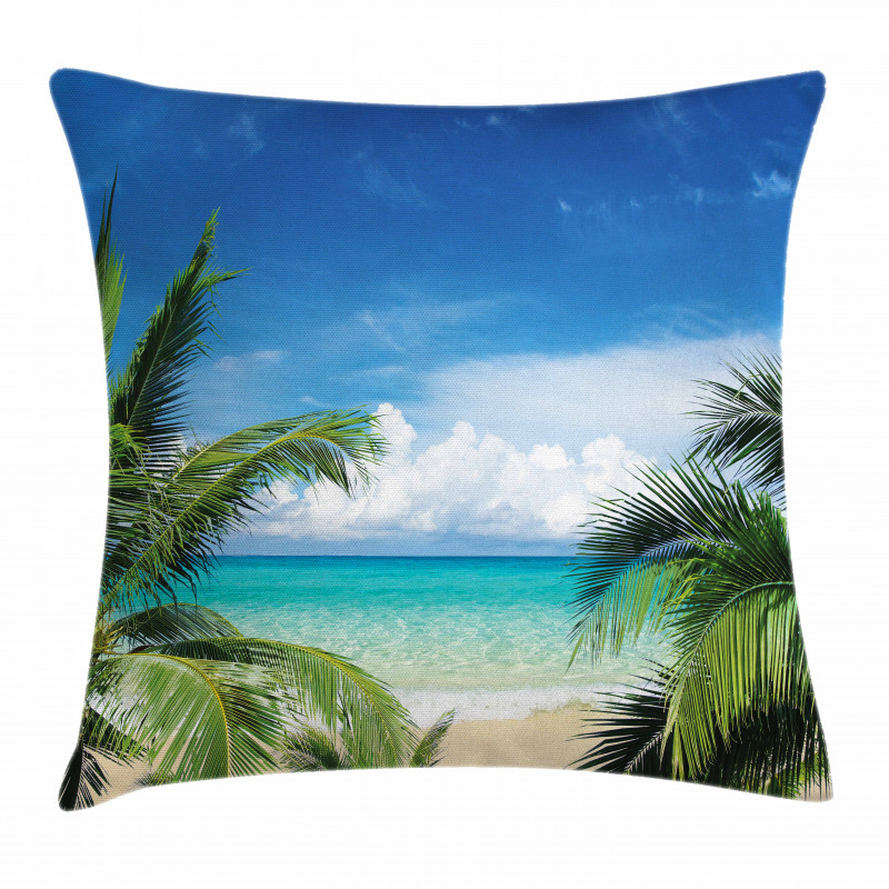 Tropical Sea Palms Sunny Day Pillow Cover
