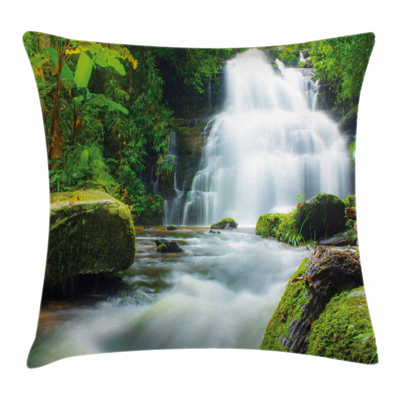 Watercolor Stream Jungle Pillow Cover