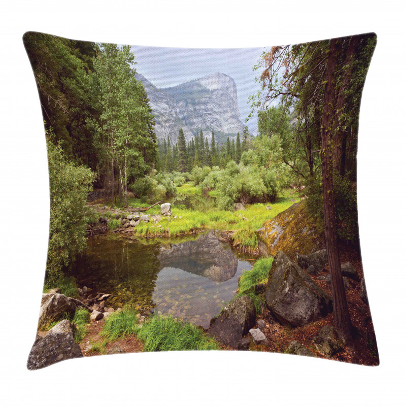 Spring Forest Mountain Pillow Cover