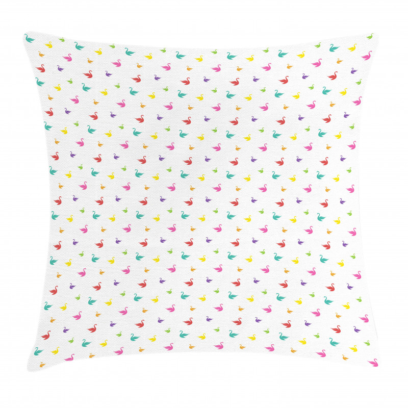 Rainbow Colored Swans Pillow Cover