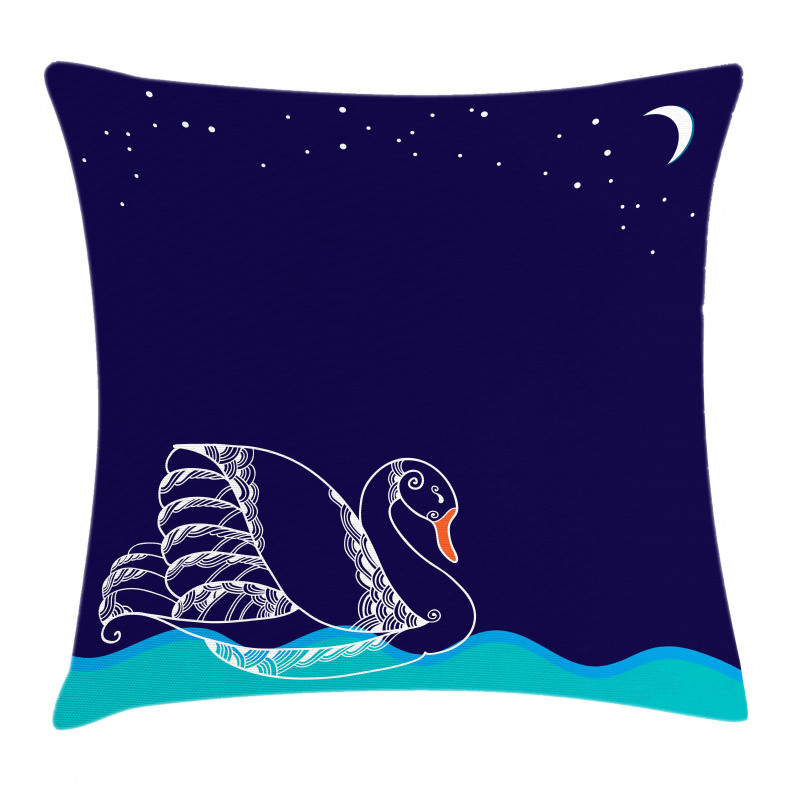 Floating Swan Waves Pillow Cover