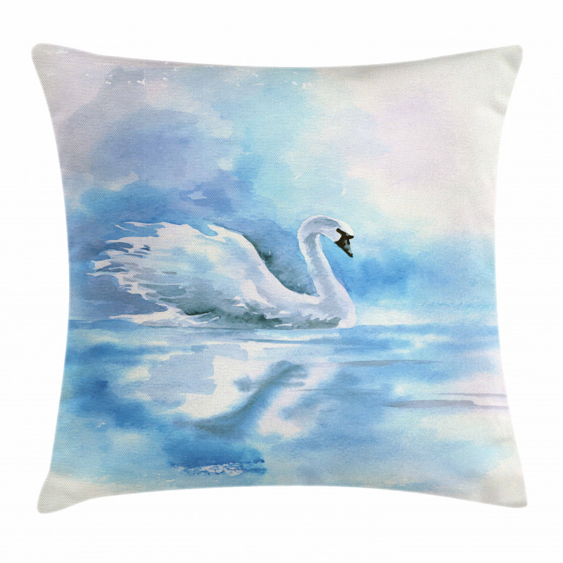 Swan in Hazy River Art Pillow Cover