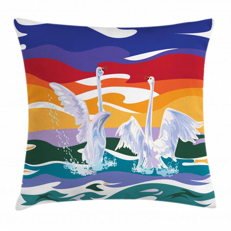Happy Swan Couple Love Pillow Cover