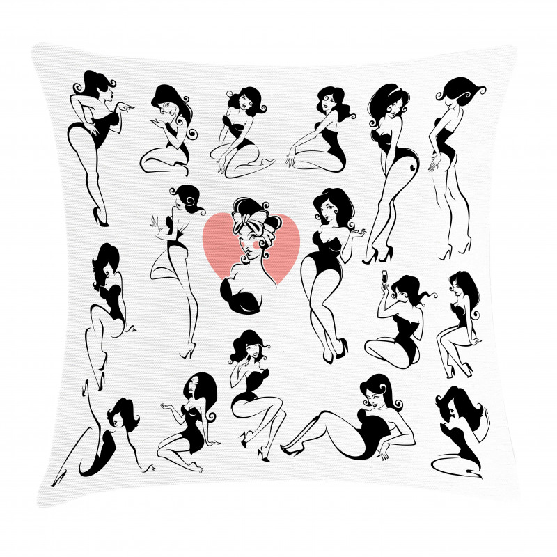 Woman Heart Tattoo Model Pillow Cover
