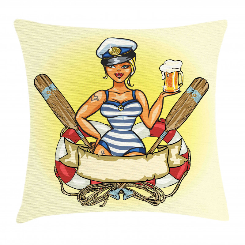 Sailor Blonde in Lifebuoy Pillow Cover