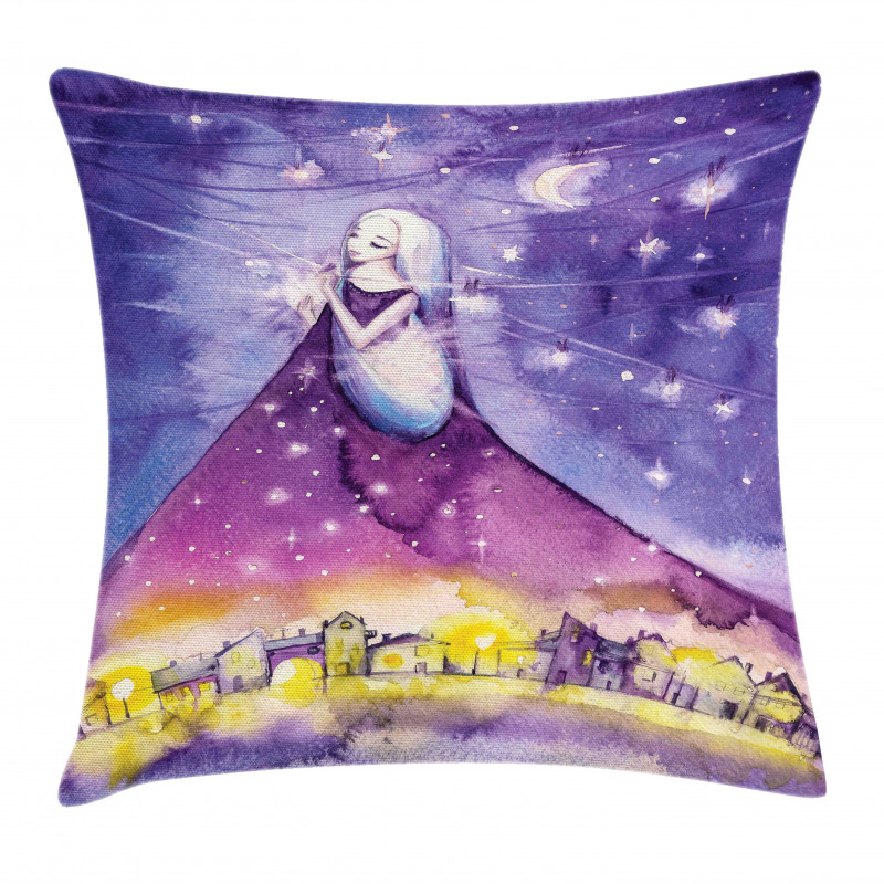 Night Stars Angel in Sky Pillow Cover