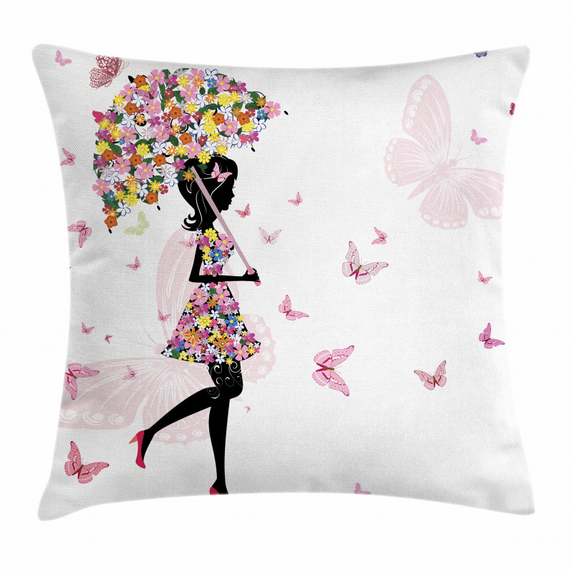 Floral Umbrella Dress Pillow Cover