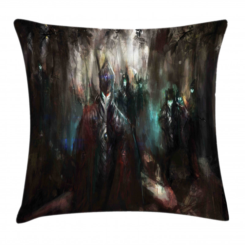 Dark Forest Robots Pillow Cover