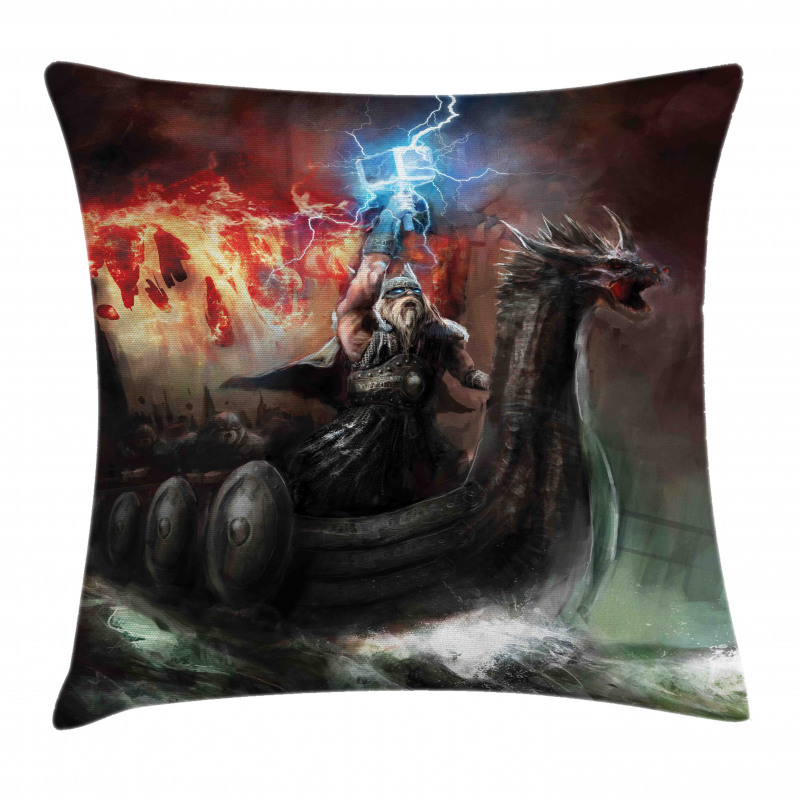 Thunder Storm Vikings Pillow Cover