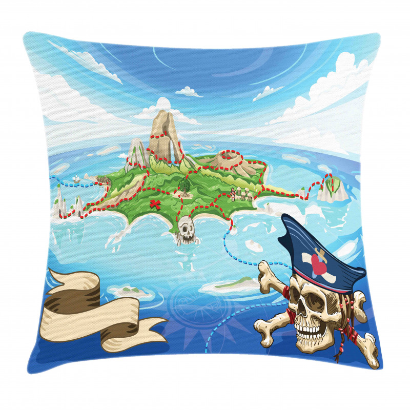 Pirate Island Skull Pillow Cover