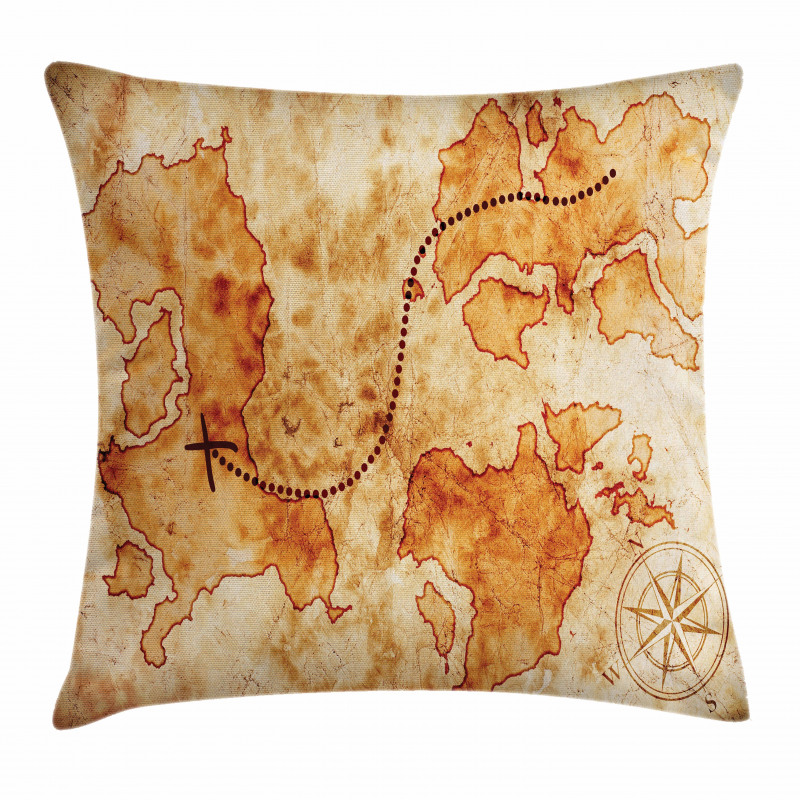 Grunge Map Pillow Cover