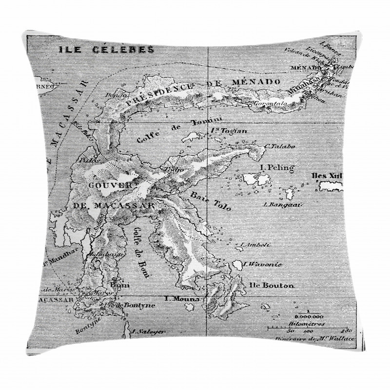 French Map Island Pillow Cover