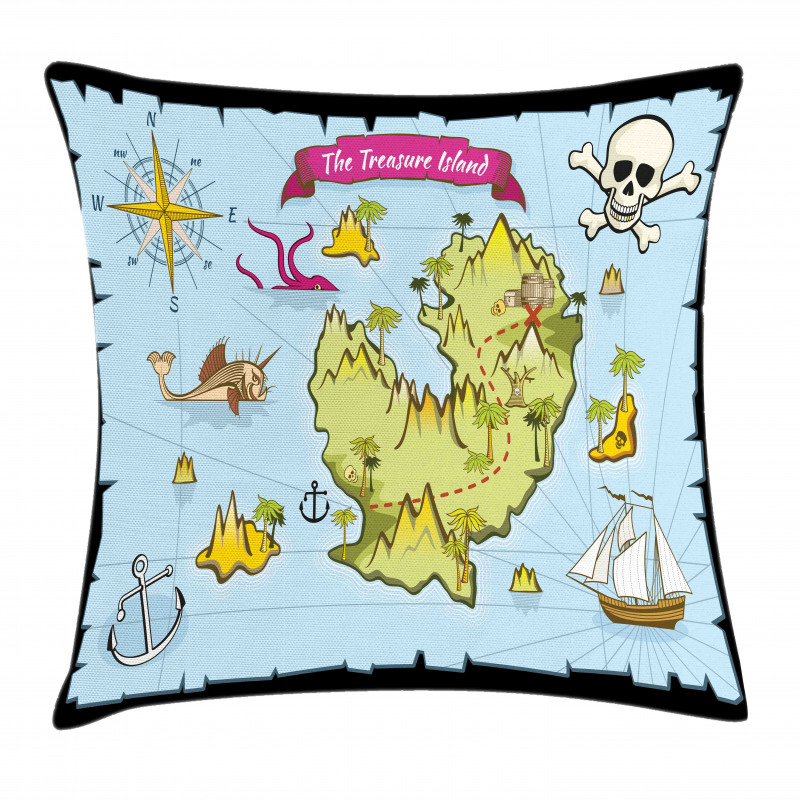 Treasure Island Skull Pillow Cover