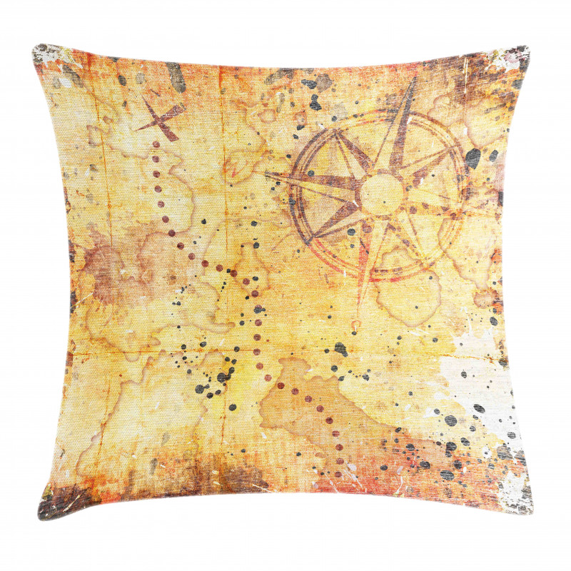 Antique Grunge Rusty Map Pillow Cover