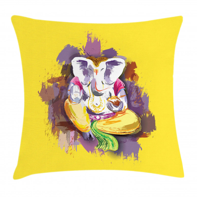 Elephant Figure Grunge Art Pillow Cover