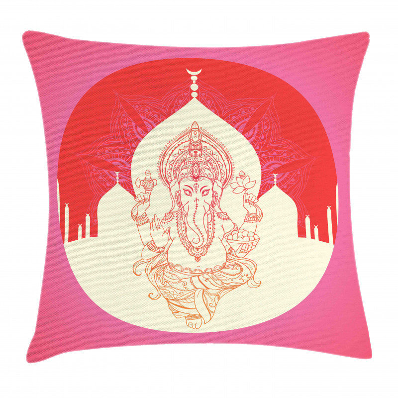 Elephant and Building Yoga Pillow Cover