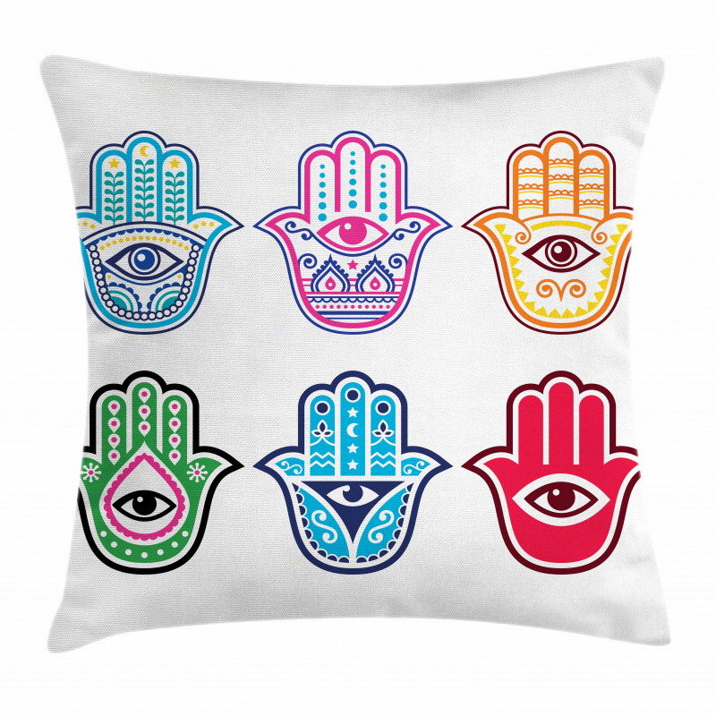 Colorful Hand Third Eye Pillow Cover