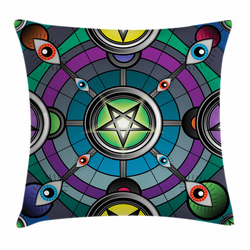 Pentagram Evil Eyes Pillow Cover