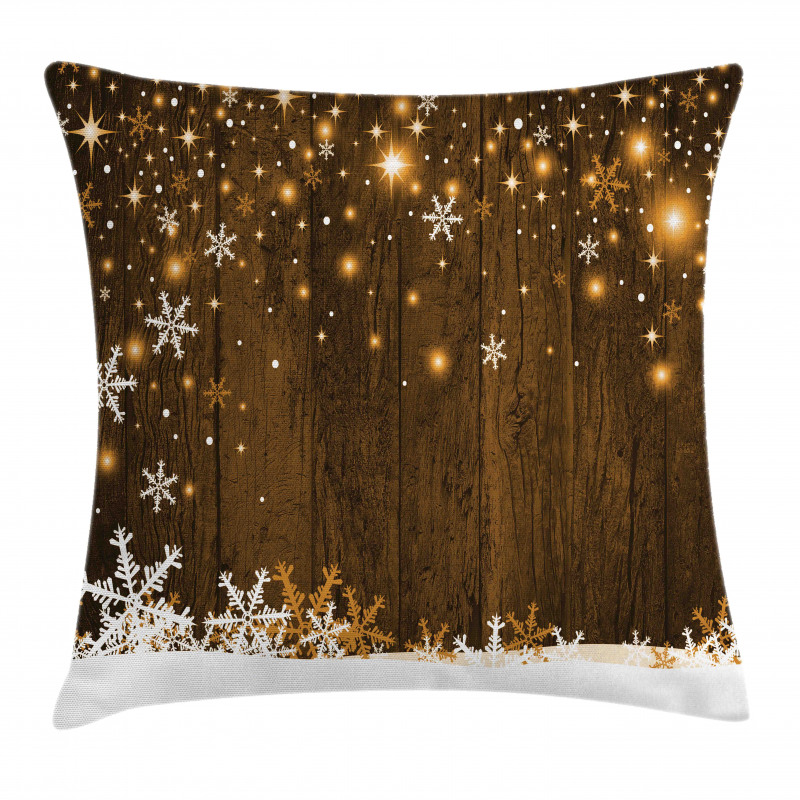 Wood and Snowflakes Pillow Cover