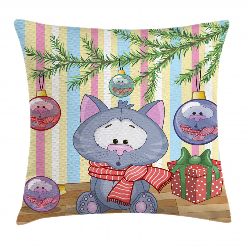 Kitten Gift and Tree Pillow Cover