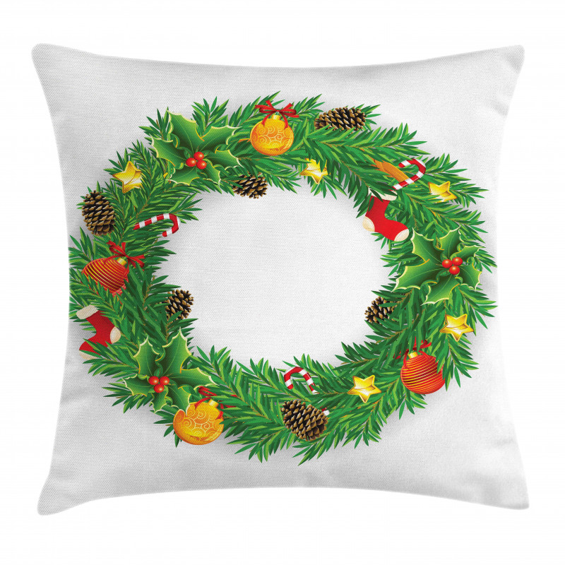 Evergreen Wreath Art Pillow Cover