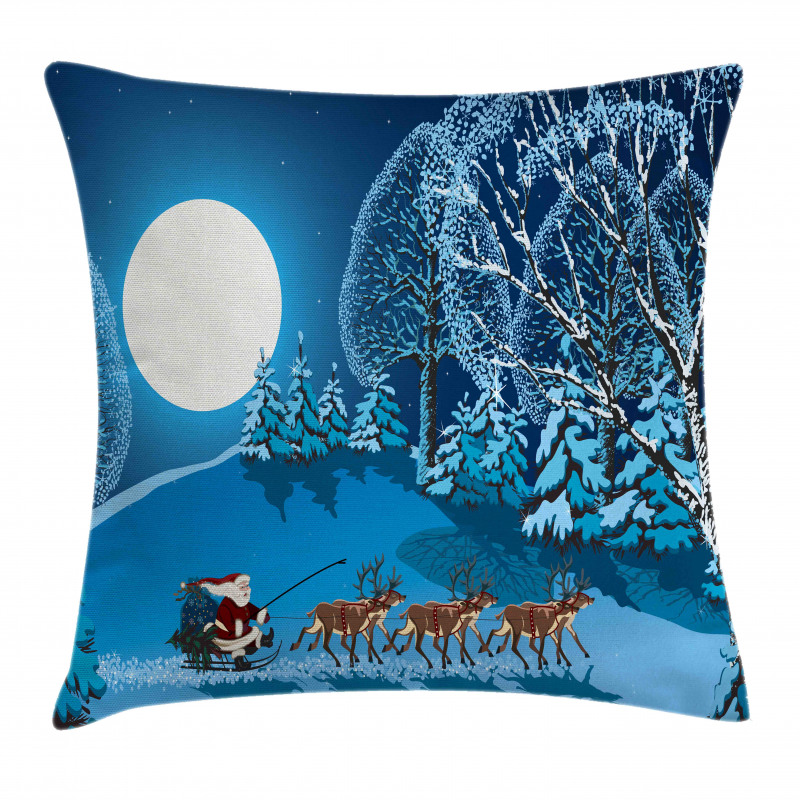 Santa Winter Forest Pillow Cover