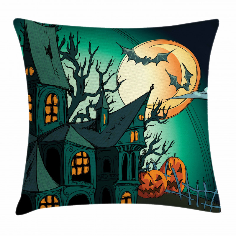 Halloween Haunted Castle Pillow Cover