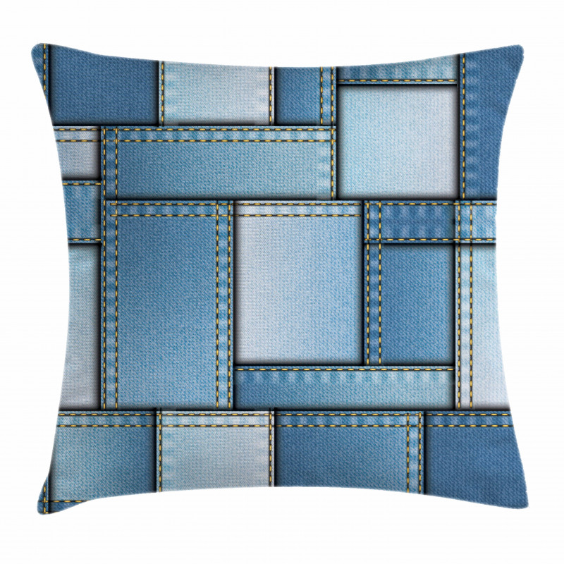Denim Patchwork Pattern Pillow Cover