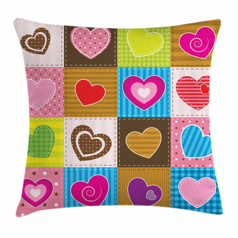 Love Heart Patchwork Pillow Cover