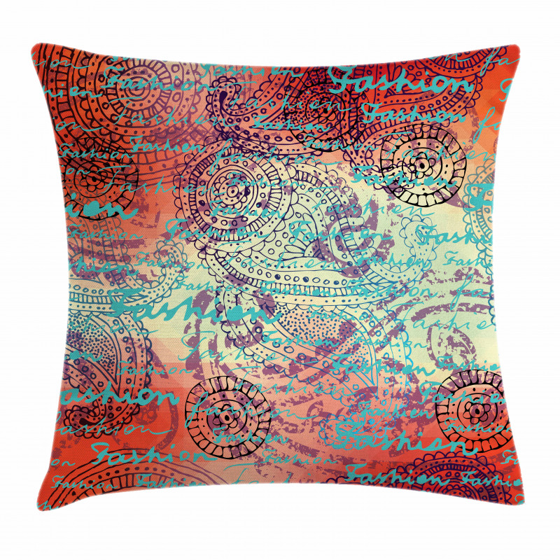 Grunge Paisley Pillow Cover