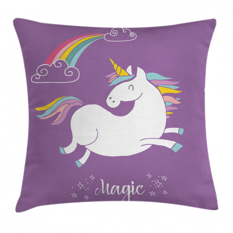 Purple Kids Rainbow Pillow Cover