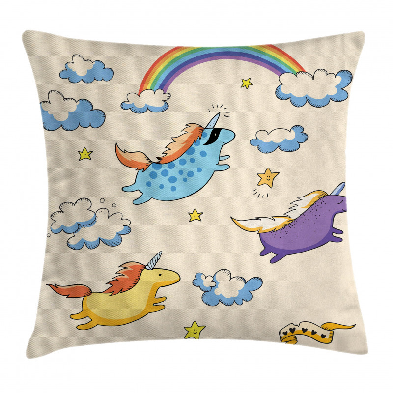 Pastel Flying Pony Art Pillow Cover