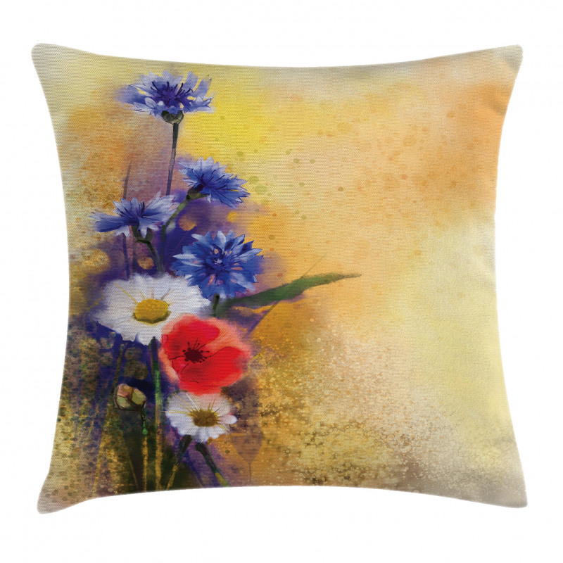 Poppy Chamomile Spring Pillow Cover